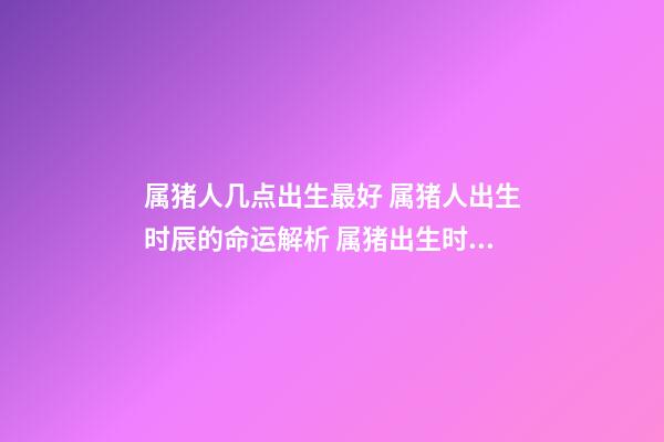 属猪人几点出生最好 属猪人出生时辰的命运解析 属猪出生时间与命运 属猪的十二时辰命运-第1张-观点-玄机派